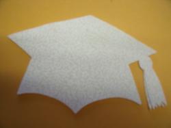 Graduation Cap - colors Laser Cut Appliques (Size: with FUSIBLE - 4"W, Color: Floral - White  )
