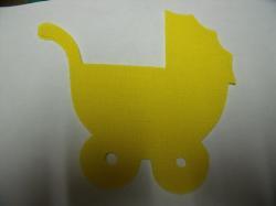 Baby Carriage Laser Cut Appliques (Size: 4"W, Color: Yellow , Direction: Facing right)