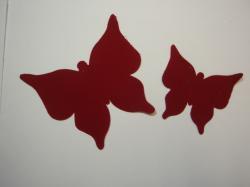 Butterfly Set Laser Cut Appliques (Size: with FUSIBLE - 1 Small & 1 Large, Color: Red )