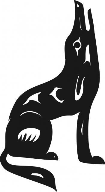 Howling Wolf Symbol Laser Cut Appliques (Size: 8"H, Color: Kona - Black - facing right)