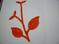 Flower Stem w/Leaf Large Laser Cut Appliques (Size: with FUSIBLE - , Color: Tonal - Orange )