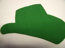 Cowboy Hat Laser Cut Appliques (Size: with FUSIBLE - 5"W, Color: Green , Direction: Facing right)