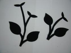 Flower Stem w/Leaf Laser Cut Applique Sets (Size: with FUSIBLE , Color: Black)