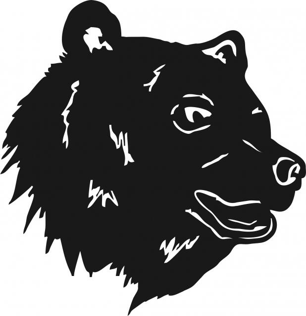 Bear Head Laser Cut Appliques (Size: 9"H, Direction: facing right)