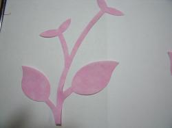 Flower Stem w/Leaf Large Laser Cut Appliques (Size: normal, Color: Tonal - Pastel Pink)