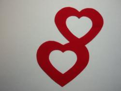 Double Nested Heart Laser Cut Appliques (Size: 5"H, Color: Red )