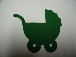 Baby Carriage Laser Cut Appliques (Size: 6"W, Color: Green , Direction: Facing right)