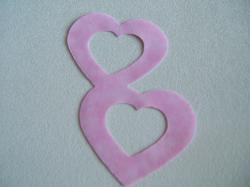 Double Nested Heart Laser Cut Appliques (Size: with FUSIBLE - 4"H, Color: Tonal - Pastel Pink  )