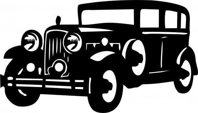 Antique Vintage 1930's Sedan Silhouette Laser Cut Appliques (Size: with FUSIBLE - 9"W, Direction: facing left)