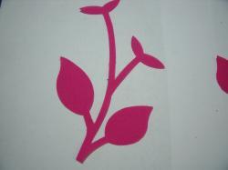 Flower Stem w/Leaf Large Laser Cut Appliques (Size: with FUSIBLE - , Color: Hot Pink )