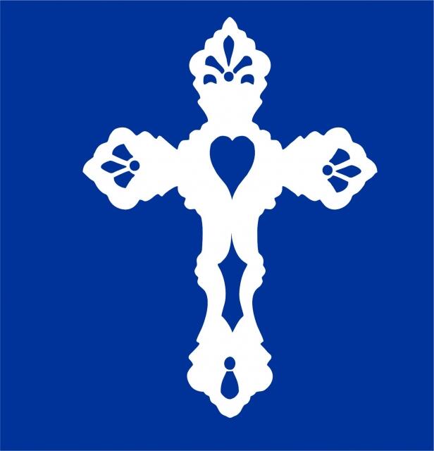 Cross #3 Silhouette Laser Cut Appliques (Size: 10"H, Color: White)