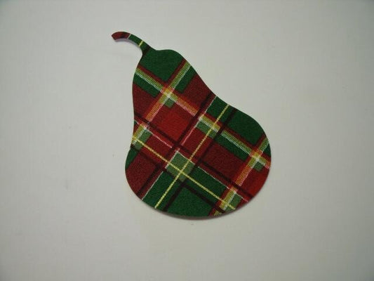 Christmas Pear Laser Cut Appliques (Size: 5"H, Color: Red & Green Plaid)