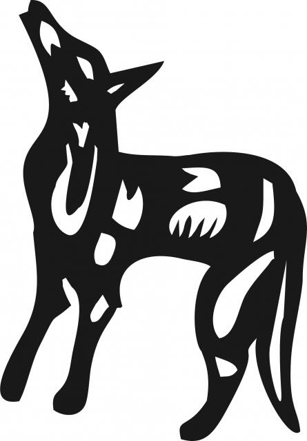 Coyote Symbol Silhouette Laser Cut Appliques (Size: with FUSIBLE -10"W, Direction: facing left)