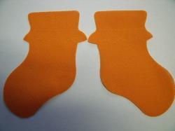 Baby Bootie Pair Laser Cut Appliques (Size: with FUSIBLE - 4"H, Color: Orange )