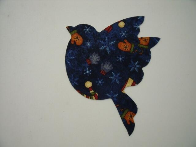 Christmas Bird Laser Cut Appliques (Size: 4"H, Color: Blue Hats & Mittens, Direction: Facing left)