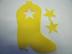 Cowboy Boot Laser Cut Appliques (Size: 5"H, Color: Yellow , Direction: Facing right)