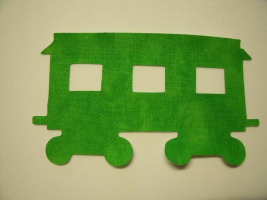 Christmas Train Passenger Car Laser Cut Appliques (Size: with FUSIBLE - 4"H, Color: Tonal - Green)