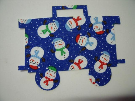 Christmas Train Caboose Laser Cut Appliques (Size: 5"H, Color: Blue Snowmen)