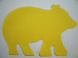Bear Laser Cut Appliques  (Size: with FUSIBLE - 4"W, Color: Yellow  , Direction: Facing right)