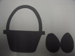 Easter Basket w/Eggs Laser Cut Appliques (Size: with FUSIBLE - 4"H, Color: Gray)