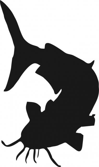 Fish -Catfish Laser Cut Silhouette  (Size: with FUSIBLE - 7"H, Direction: facing left)