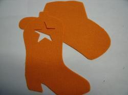 Cowboy Hat & Boot Laser Cut Appliques (Size: 4"H	, Color: Orange  , Direction: Facing right)