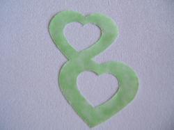 Double Nested Heart Laser Cut Appliques (Size: with FUSIBLE - 5"H, Color: Tonal - Pastel Green)