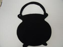 Cauldron w/Handle Laser Cut Appliques (Size: with FUSIBLE - 6"W, Color: Black )