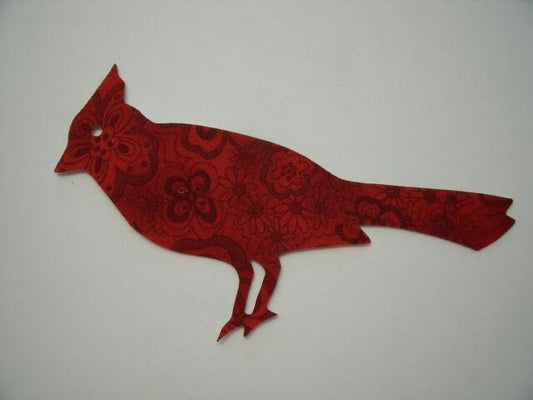 Christmas Cardinal  Laser Cut Appliques (Size: 6"H, Color: Red Floral, Direction: Facing left)