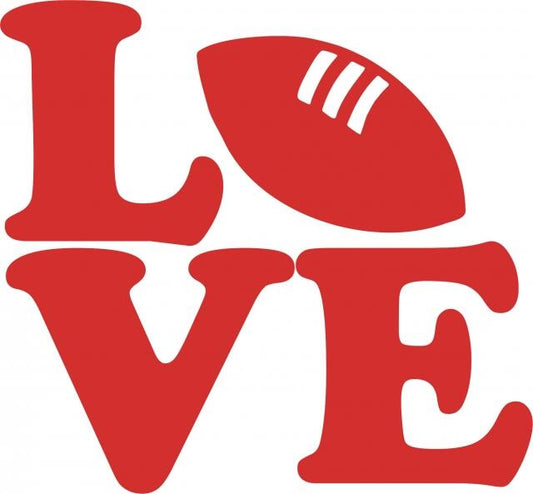 KIT - LOVE - Football Laser Cut Silhouettes (Size: 4"H, Color: Red)