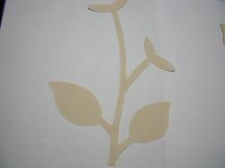 Flower Stem w/Leaf Large Laser Cut Appliques (Size: with FUSIBLE - , Color: Tan/Beige )