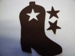 Cowboy Boot Laser Cut Appliques (Size: 4"H, Color: Brown , Direction: Facing left)
