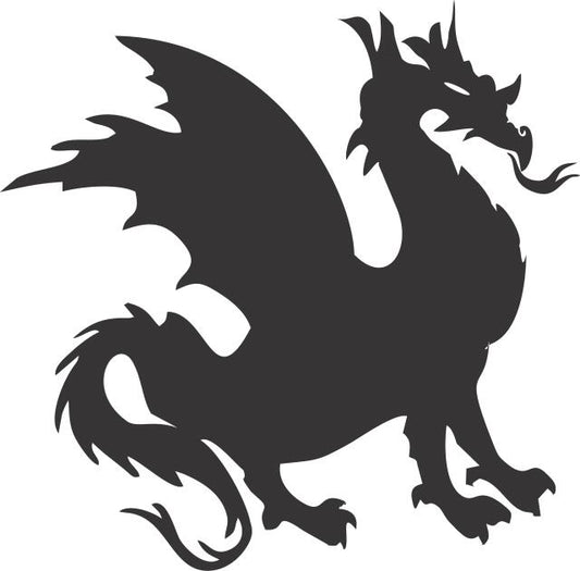 Dragon #1 Silhouette Laser Cut Appliques (Size: 12"W, Direction: Facing right)