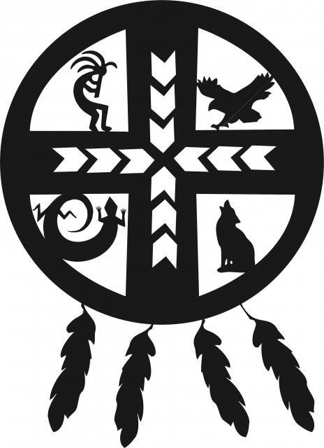 Dream Catcher Laser Cut Appliques (Size: with FUSIBLE - 10"H, Color: Black)