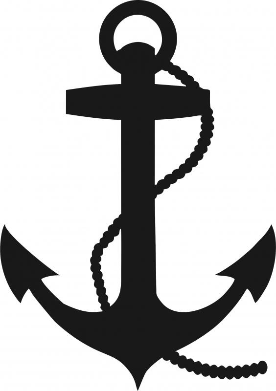 Anchor with Rope Silhouette Laser Cut Appliques (Size: with FUSIBLE - 8"H)