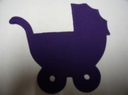 Baby Carriage Laser Cut Appliques (Size: 4"W, Color: Purple  , Direction: Facing right)