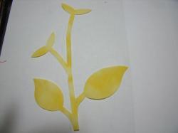 Flower Stem w/Leaf Large Laser Cut Appliques (Size: with FUSIBLE - , Color: Tonal - Pastel Yellow)