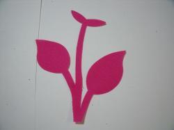 Flower Stem w/Leaf Small Laser Cut Appliques (Size: with FUSIBLE - 4.5"H, Color: Hot Pink)