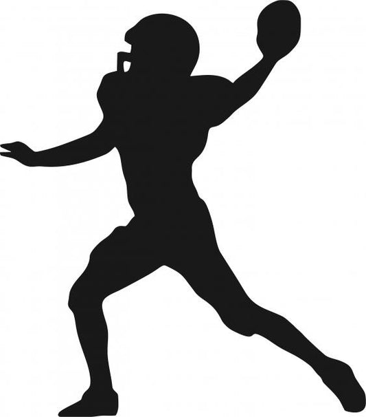 Football Quarterback Silhouette Laser Cut Appliques (Direction: facing left, Size: 9"H)
