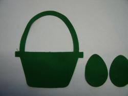 Easter Basket w/Eggs Laser Cut Appliques (Size: 4"H, Color: Green  )