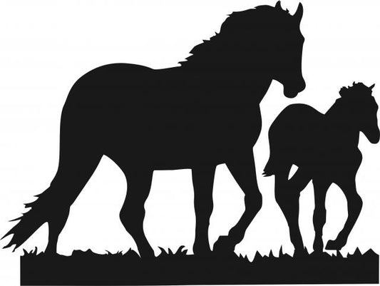 Horse - Stallion & Colt Laser Cut Silhouettes  (Size: 9"W, Direction: facing right)