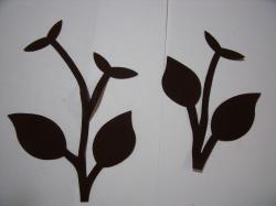Flower Stem w/Leaf Laser Cut Applique Sets (Size: set, Color: Brown )