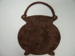 Cauldron w/Handle Laser Cut Appliques (Size: 4"W, Color: Tonal - Brown )