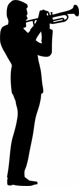 Classical Trumpet Player Laser Cut Silhouette  (Price: 10"H, Direction: Facing Right)