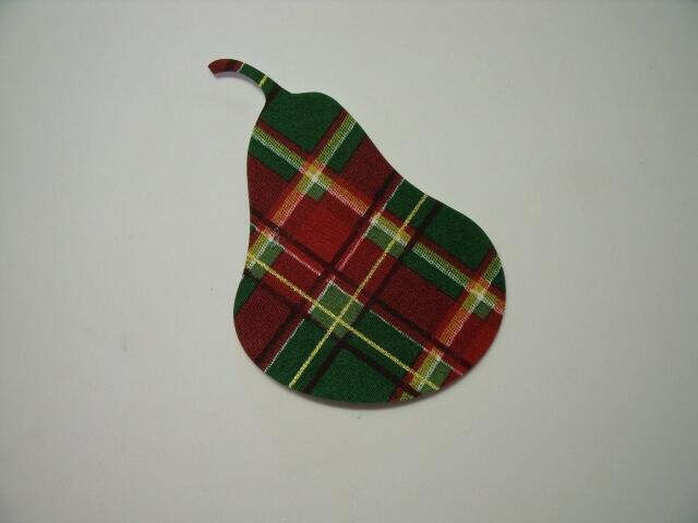 Christmas Pear Laser Cut Appliques (Size: 6"H, Color: Red & Green Plaid)