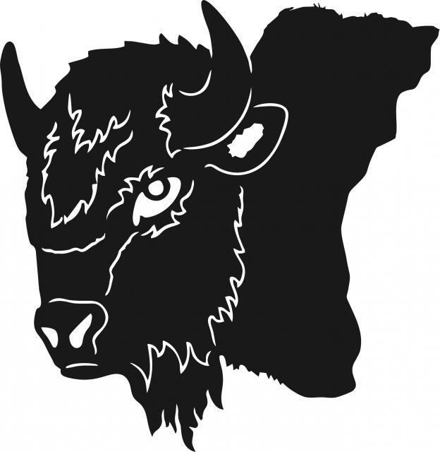 Buffalo Head Silhouette Laser Cut Appliques (Size: WITH Backing - 9"H, Direction: facing left)