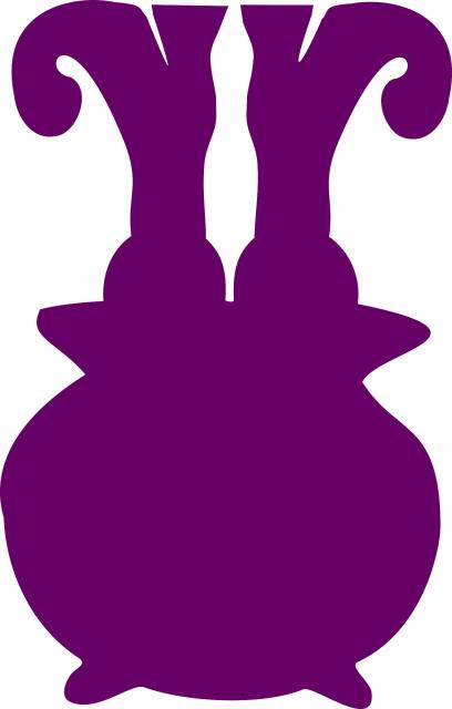 Cauldron with Witch's Boots Laser Cut Appliques (Size: 6"H, Color: Purple)