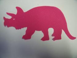 Dinosaur - Triceratops Laser Cut Appliques (Size: 7"W, Color: Hot Pink  , Direction: Facing right)