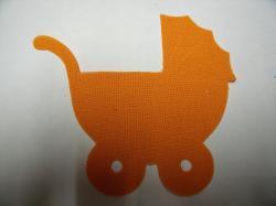 Baby Carriage Laser Cut Appliques (Size: 5"W, Color: Orange  , Direction: Facing left)