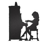 Large Girl & Piano Silhouette - 10"W - Black
